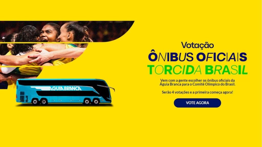 Viação Águia Branca cria campanha para público escolher designs dos ônibus do COB