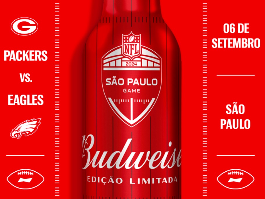 Patrocinadora do jogo da NFL no Brasil, Budweiser lança garrafa colecionável exclusiva